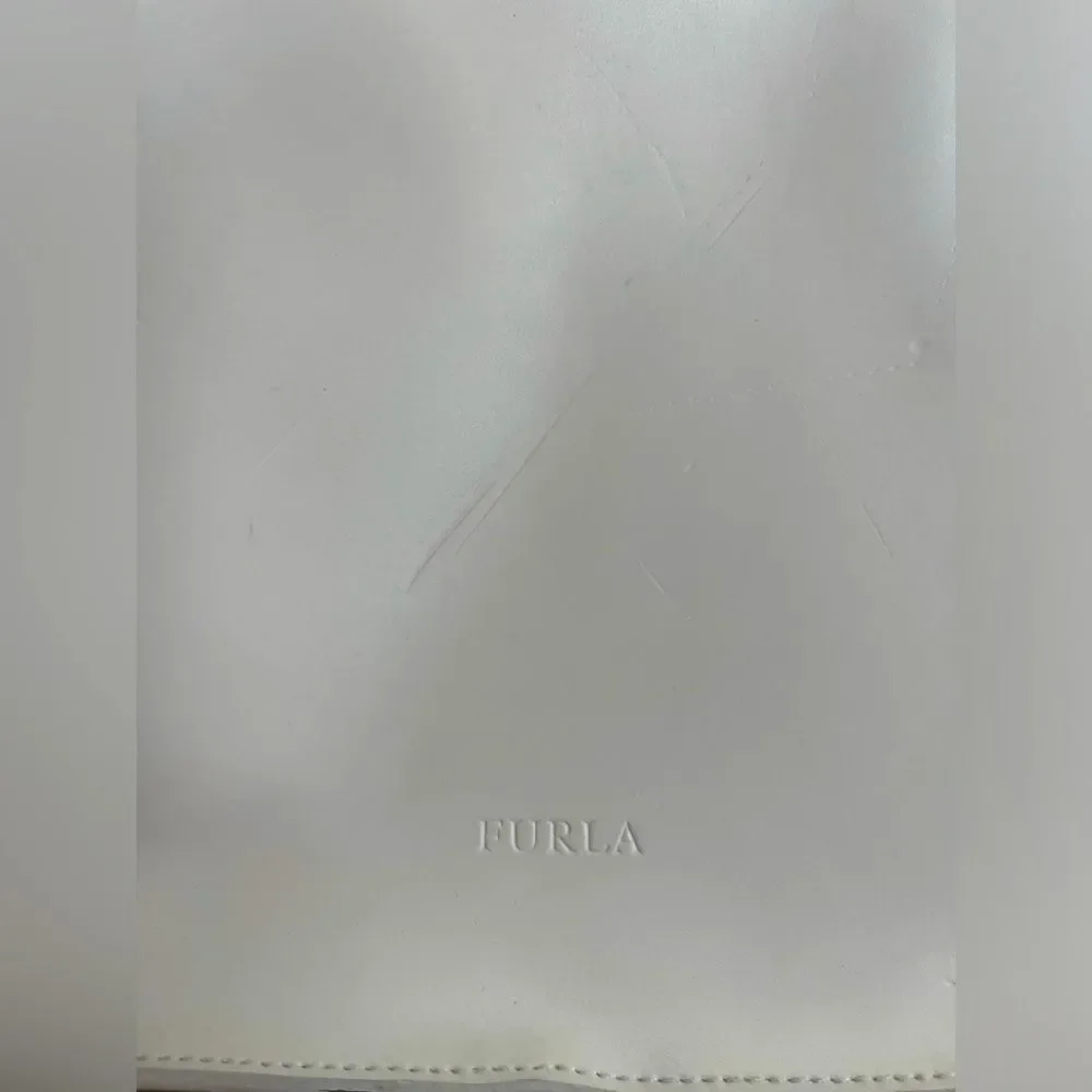 FURLA vintage White Shoulder Storage Bag; pre-loved condition